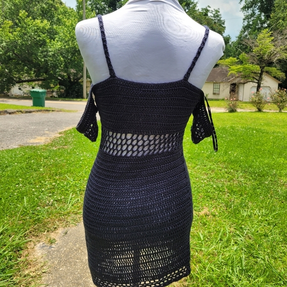 CLEANOUT SALE Navy Blue Crochet Dress - Picture 2 of 3